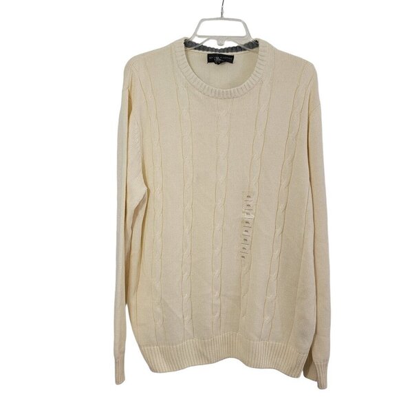 Tricots St. Raphael Men’s Size 2XL Cotton Pullover Crew Neck Vanilla Sweater NWT - Picture 4 of 16